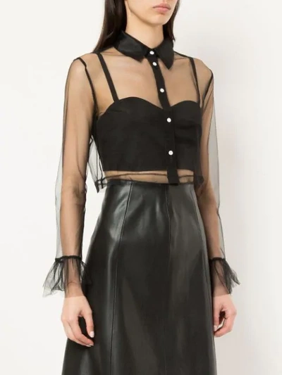 Shop Manning Cartell Delight Sheer Cropped Shirt In Black