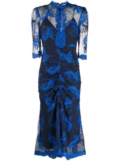Shop Alice Mccall Sheer Embroidered Dress - Blue