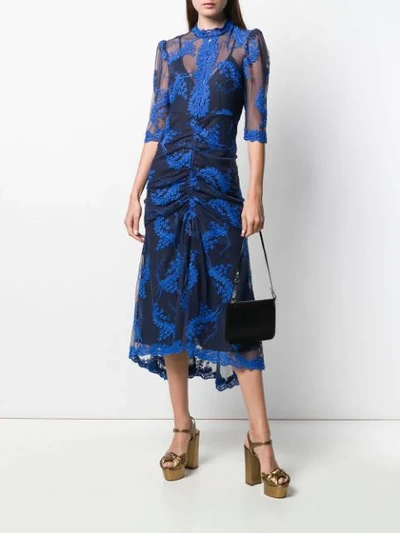 Shop Alice Mccall Sheer Embroidered Dress - Blue