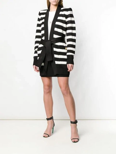 Shop Balmain Structured Shoulder Cardigan In Black