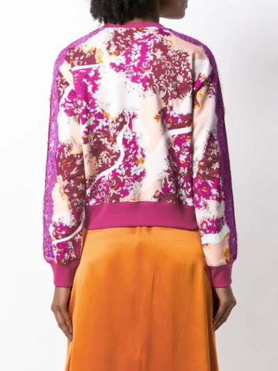 Shop Emilio Pucci Lace Panels Floral Sweatshirt - Pink