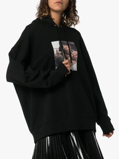Shop Stella Mccartney Oversized Kitten-print Hoodie In Black