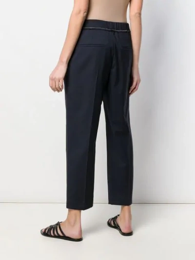 Shop Brunello Cucinelli High Waisted Cropped Trousers In Blue