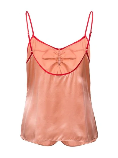 Morgan Lane Serena Bow-detailed Two-tone Silk-satin Camisole In Pink