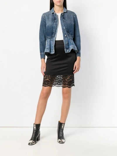 Shop Philipp Plein Lace Trim Mini Skirt In Black