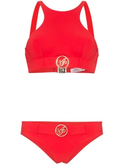 Shop Agent Provocateur Laurella Belted Logo Bikini In Red