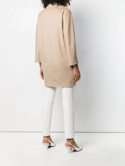 Shop Max Mara Buttoned Up Midi Coat In Neutrals