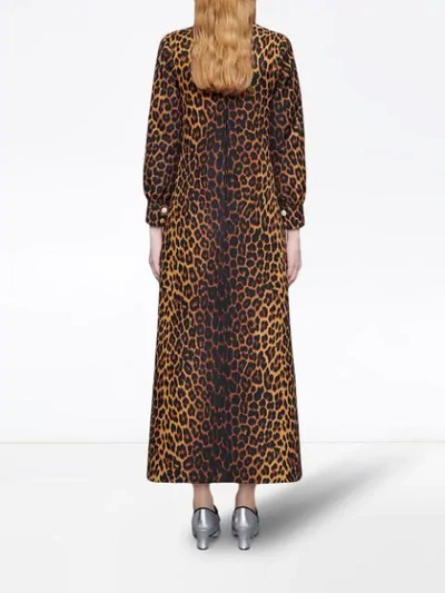 Shop Gucci Leopard Print Wool Dress In Black