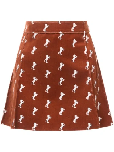 Shop Chloé Horse Print Mini Skirt - Brown