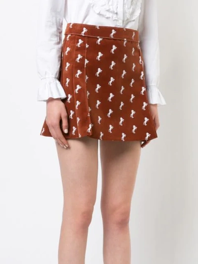 Shop Chloé Horse Print Mini Skirt - Brown