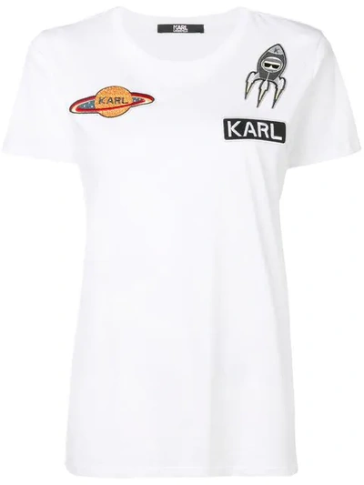 Shop Karl Lagerfeld Space Karl Patch T-shirt - White