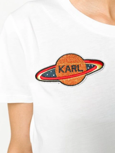 Shop Karl Lagerfeld Space Karl Patch T-shirt - White