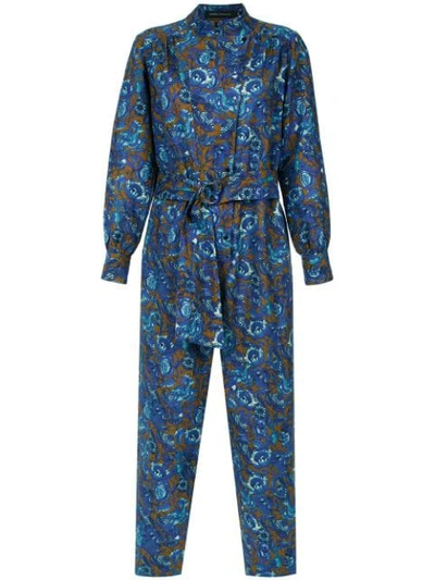 Shop Andrea Marques Printed Jumpsuit In Blue