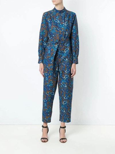 Shop Andrea Marques Printed Jumpsuit In Blue