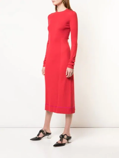 Shop Proenza Schouler Ribbed Knit Long Sleeve Dress In Red