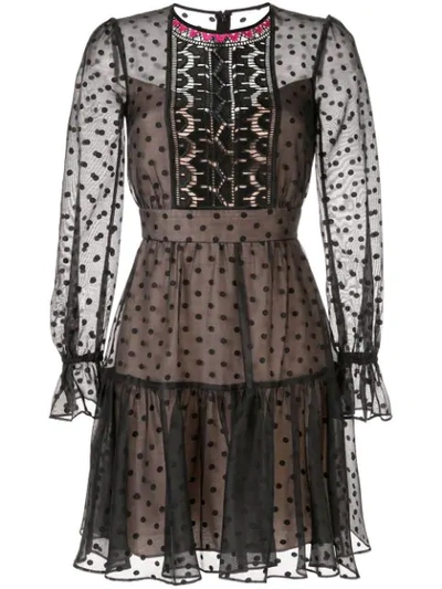 Shop Temperley London Polka Dot Short Dress In Black