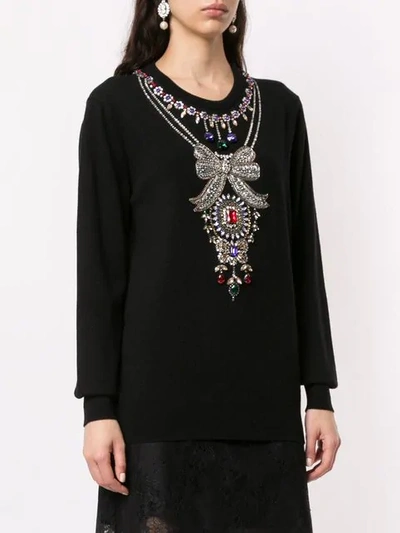 Shop Dolce & Gabbana Jewelled Jumper In Black