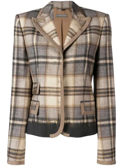 Shop Alberta Ferretti Check Print Fitted Blazer In Brown