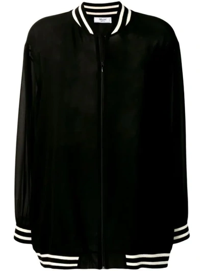 Shop Blugirl Sheer Bomber Jacket In Black
