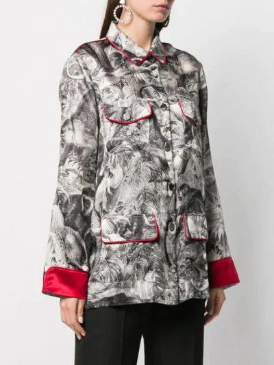 Shop F.r.s For Restless Sleepers Printed Satin Shirt In Black