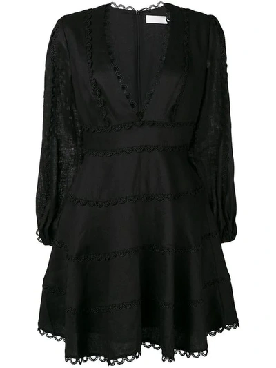 Shop Zimmermann Heathers Flounce Mini Dress In Black