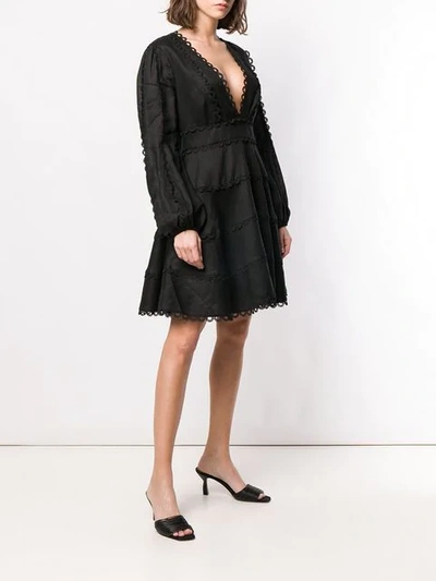 Shop Zimmermann Heathers Flounce Mini Dress In Black