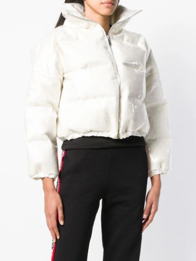 Shop Wandering Metallic Puffer Jacket In White