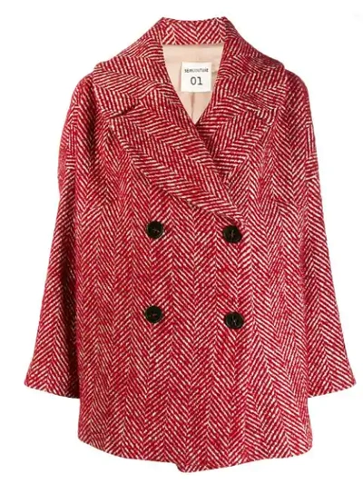 Shop Semicouture Double Breasted Coat In Red