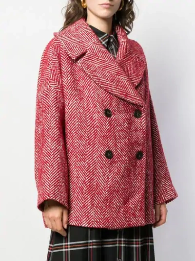 Shop Semicouture Double Breasted Coat In Red