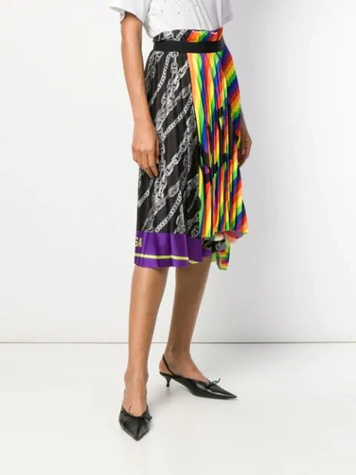 Shop Balenciaga Logo Scarf Plisse Skirt In 7371 Multi