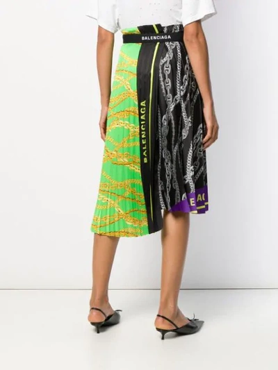 Shop Balenciaga Logo Scarf Plisse Skirt In 7371 Multi