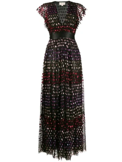 Shop Temperley London Rainbow Sequin Column Dress In Black