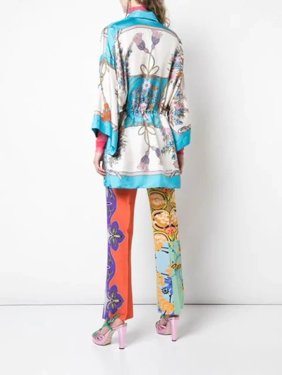 Shop Gucci Printed Kimono Shirt In Blue