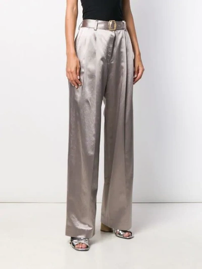 Shop Sies Marjan Metallic Wide Leg Trousers In Grey