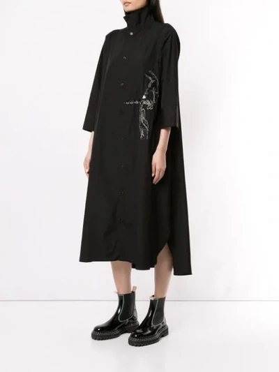 Shop Y's Hand Embroidered Dress In Black