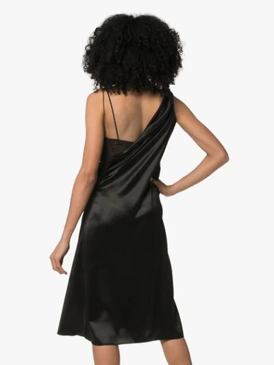 Shop Versace Donna Sleeveless One-shoulder Silk Midi Dress In Black