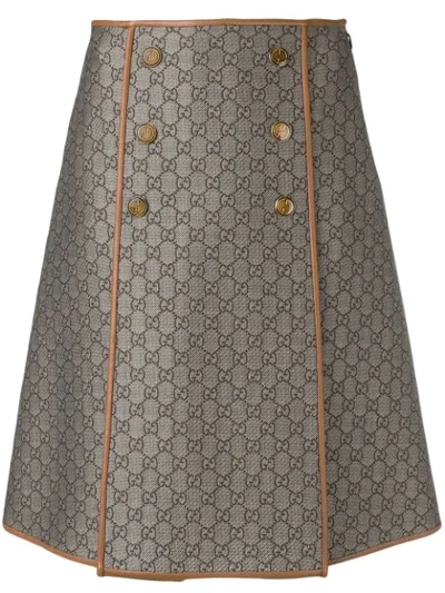 Shop Gucci Gg Pattern A-line Skirt In Brown