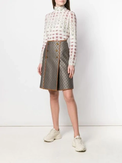 Shop Gucci Gg Pattern A-line Skirt In Brown