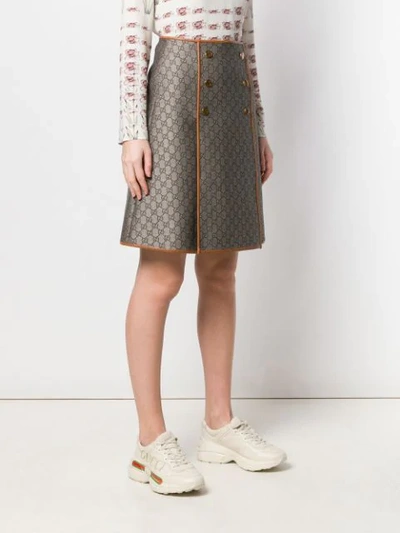 Shop Gucci Gg Pattern A-line Skirt In Brown