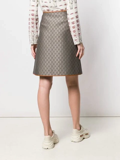 Shop Gucci Gg Pattern A-line Skirt In Brown