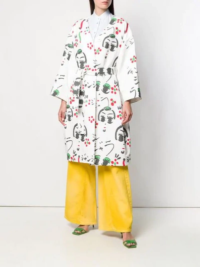 Shop Tsumori Chisato Printed Kimono Coat In White