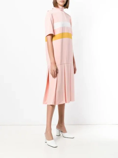 Shop Marni Striped Midi Dress In Pink