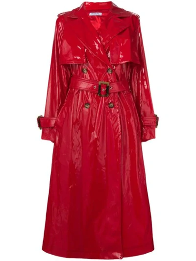 Shop Vivetta Vinyl Trench Coat In Red