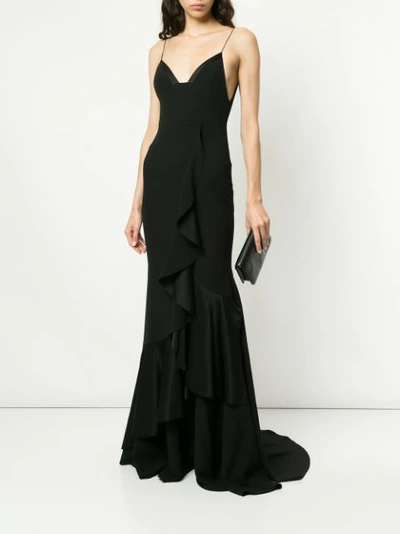 Shop Alex Perry V-neck Long Dress - Black
