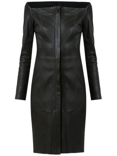 Shop Tufi Duek Leather Short Dress In Black