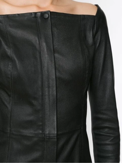 Shop Tufi Duek Leather Short Dress In Black
