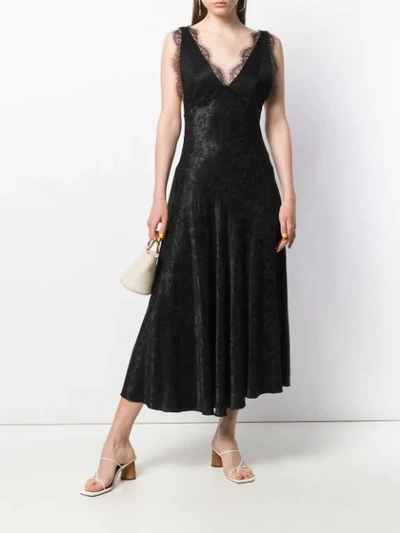 Shop Alexa Chung Damask Satin Slip Dress In Black