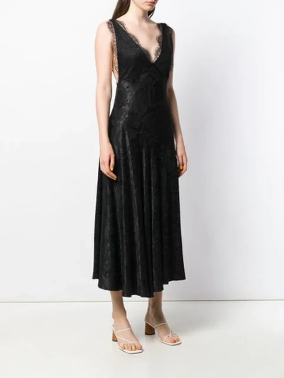 Shop Alexa Chung Damask Satin Slip Dress In Black