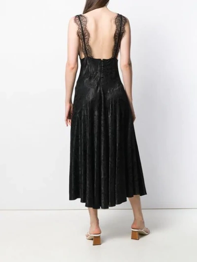 Shop Alexa Chung Damask Satin Slip Dress In Black