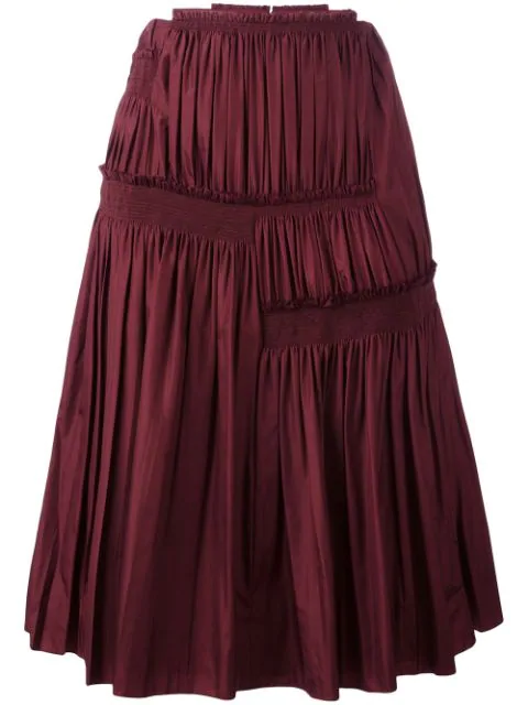 Nina Ricci Pleated A-Line Skirt In Red | ModeSens
